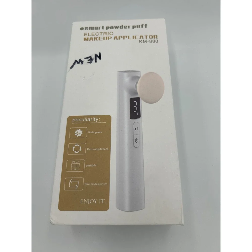 Smart Powder Puff Electric Makeup Applicator KM-880 Silver 5 Modes New Open Box